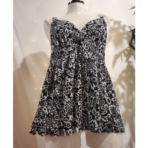 Vtg Y2K New York & Co Mesh Sheer Smocked Babydoll Tank Size L Grunge Whimsigoth - Picture 2 of 12